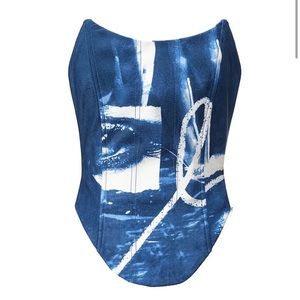 The Kript Corset fitted y2k blue abstract print